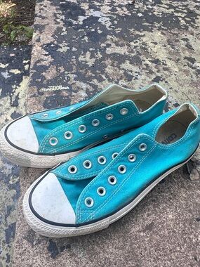Converse Turquoise Canvas Slip-On Sneakers